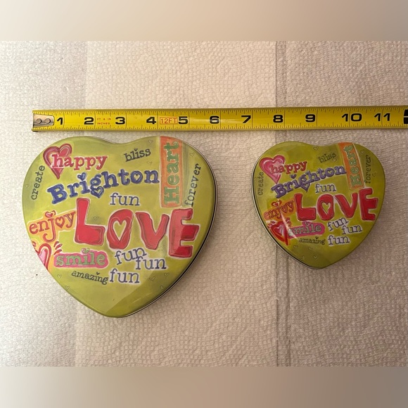 Brighton Heart Tins, large & small. Cute words on front. Multi colors. See pics - Picture 1 of 4